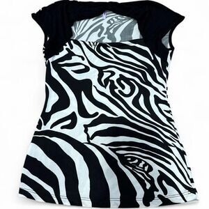 Misope Black and White Zebra Print Top